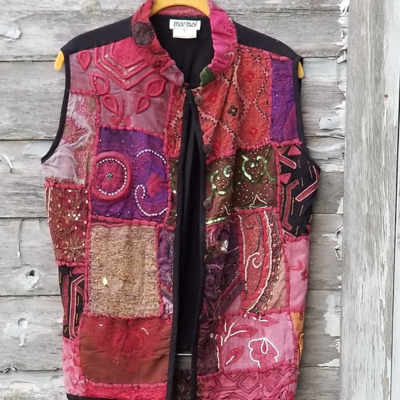 Boho Embroidered Vest Jacket Textile Art - Picture 1 of 7
